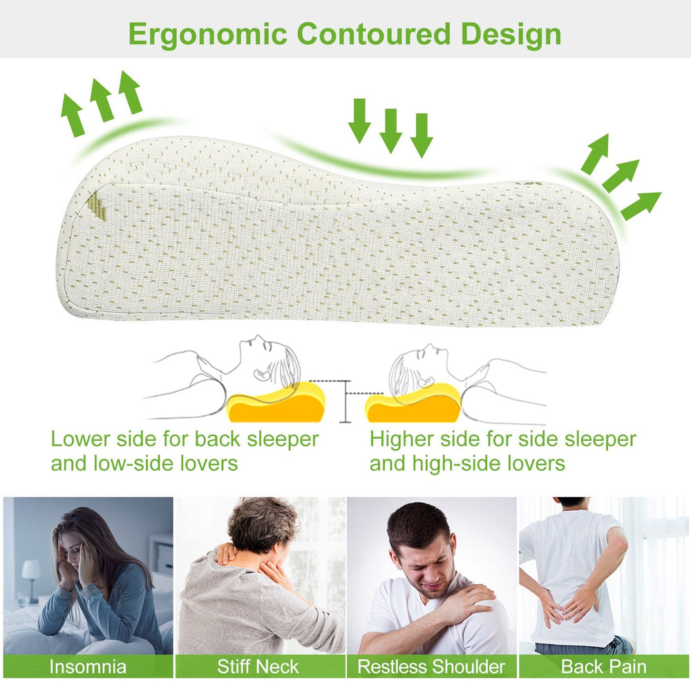 Contoured ergonomic pillow design