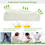 Contoured ergonomic design for back and side sleeping