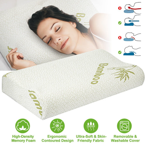 Ergonomic cervical memory foam pillow with contoured design