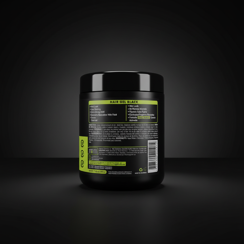 Rolda Hair Gel Black - Parte trasera con fondo oscuro